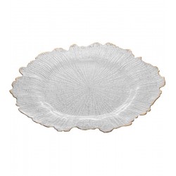 Sousplat 32cm de Plástico Com Fio De Ouro